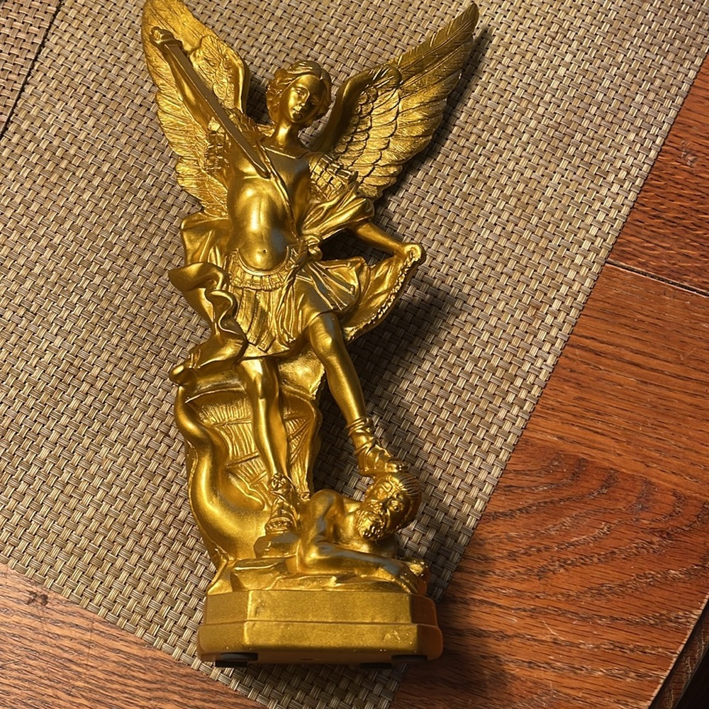 Gold San Miguel Arcangel STATUE 12.5 in tall